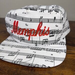 Vintage A Schwab Memphis Beale St Sheet Music Hat White Red Script Snapback Cap